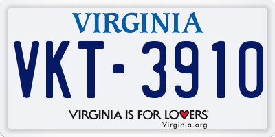 VA license plate VKT3910