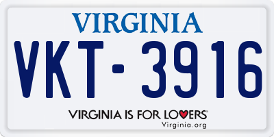 VA license plate VKT3916