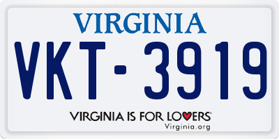 VA license plate VKT3919