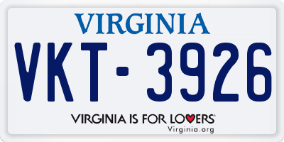 VA license plate VKT3926