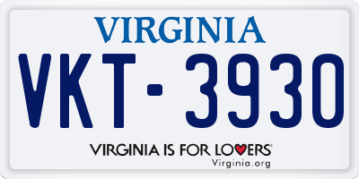VA license plate VKT3930