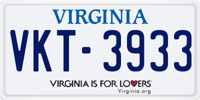 VA license plate VKT3933