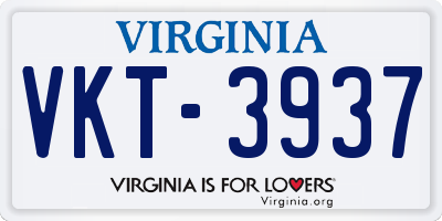 VA license plate VKT3937
