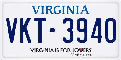 VA license plate VKT3940