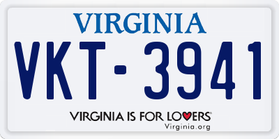 VA license plate VKT3941