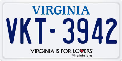 VA license plate VKT3942