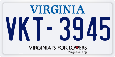 VA license plate VKT3945