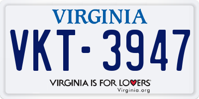 VA license plate VKT3947