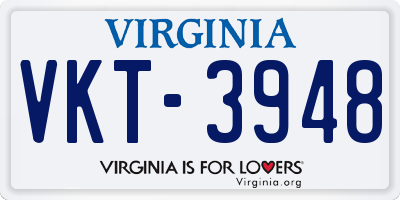 VA license plate VKT3948
