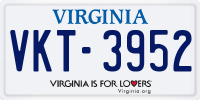 VA license plate VKT3952