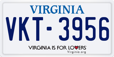 VA license plate VKT3956
