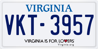 VA license plate VKT3957