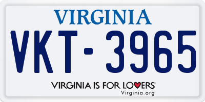 VA license plate VKT3965