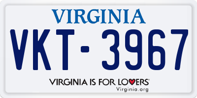 VA license plate VKT3967