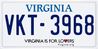 VA license plate VKT3968