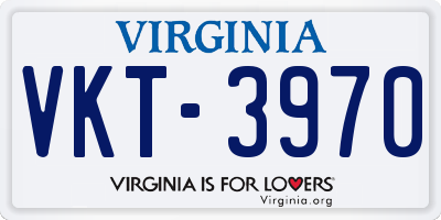 VA license plate VKT3970