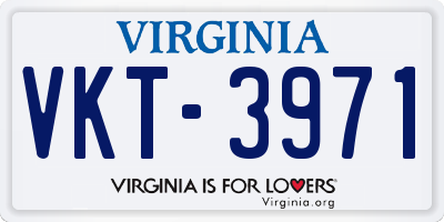 VA license plate VKT3971