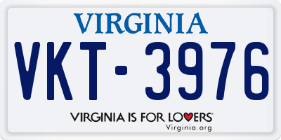 VA license plate VKT3976