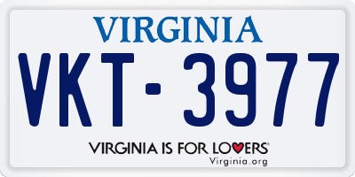 VA license plate VKT3977