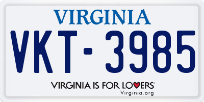 VA license plate VKT3985