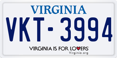VA license plate VKT3994