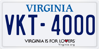 VA license plate VKT4000
