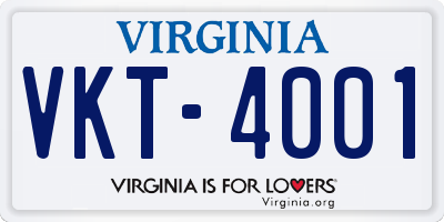 VA license plate VKT4001