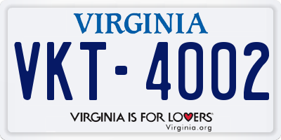 VA license plate VKT4002