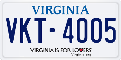 VA license plate VKT4005