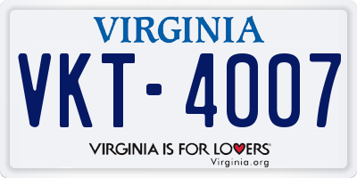 VA license plate VKT4007