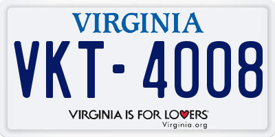VA license plate VKT4008