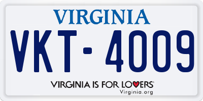 VA license plate VKT4009