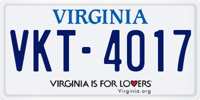 VA license plate VKT4017