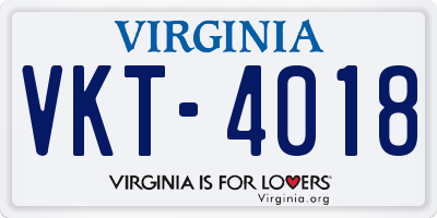 VA license plate VKT4018