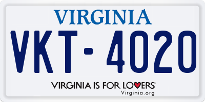 VA license plate VKT4020