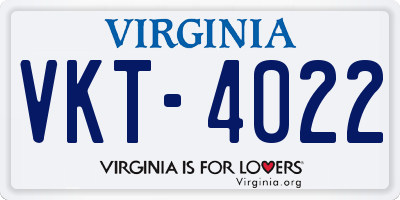 VA license plate VKT4022