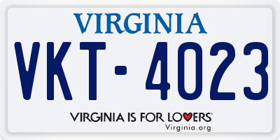 VA license plate VKT4023