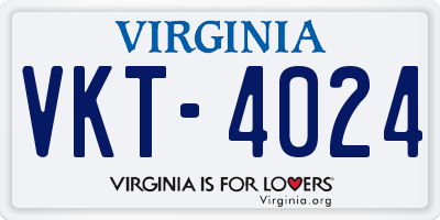 VA license plate VKT4024