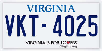 VA license plate VKT4025