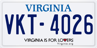 VA license plate VKT4026
