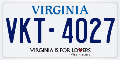 VA license plate VKT4027
