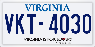 VA license plate VKT4030