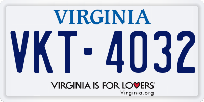 VA license plate VKT4032