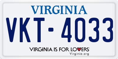 VA license plate VKT4033