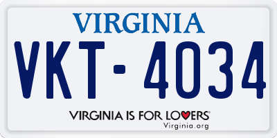 VA license plate VKT4034