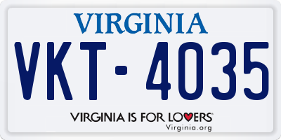 VA license plate VKT4035