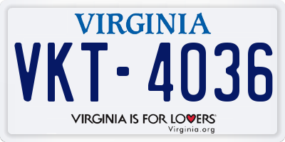 VA license plate VKT4036