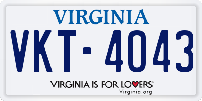 VA license plate VKT4043