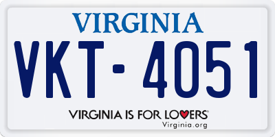 VA license plate VKT4051