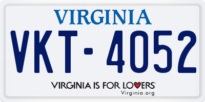 VA license plate VKT4052